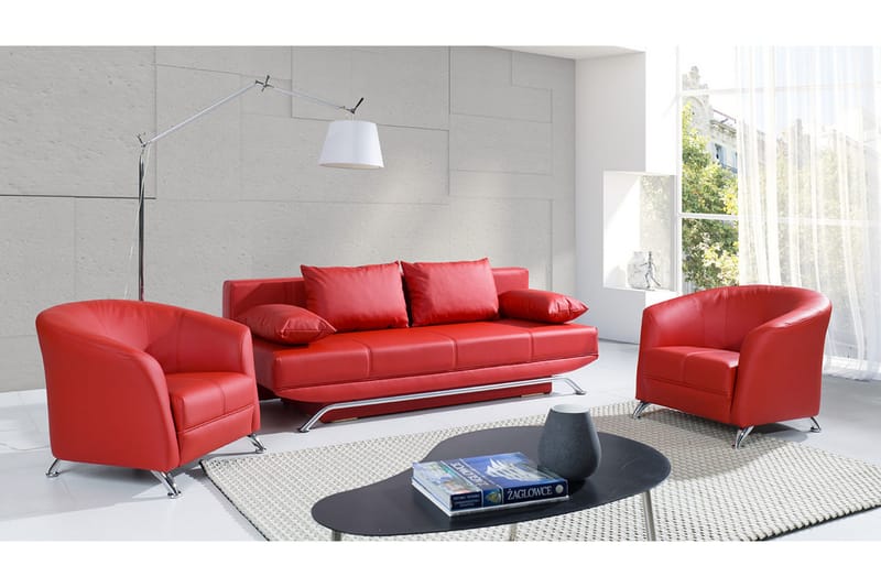 Olier sofagruppe - Rød / Hvid - Møbler - Sofaer - Sofagrupper