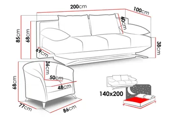 Olier sofagruppe - Sort - Møbler - Sofaer - Sofagrupper