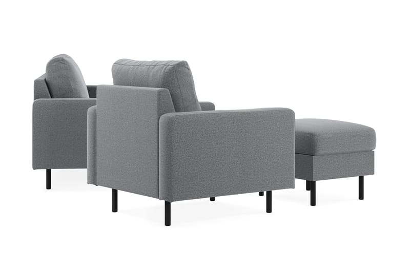 Peppe Sofaarrangement 3-personers Sofa + Lænestol + Fodskammel i Stof - Lysegrå - Møbler - Sofaer - Sofagrupper