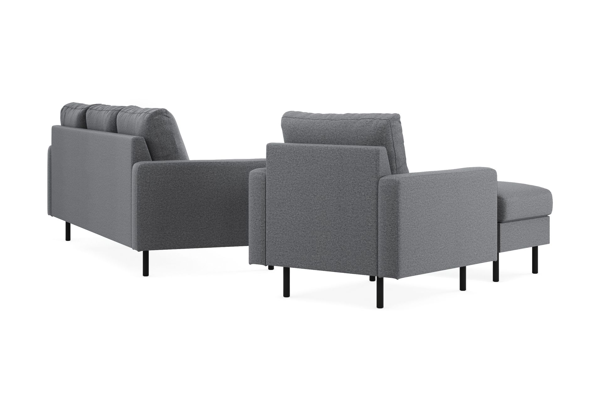 Peppe Sofaarrangement 3-personers Sofa + Lænestol + Fodskammel i Stof - Lysegrå - Møbler - Sofaer - Sofagrupper
