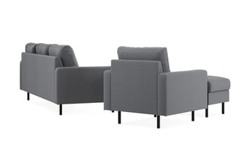 Peppe Sofaarrangement 3-personers Sofa + Lænestol + Fodskammel i Stof - Lysegrå - Møbler - Sofaer - Sofagrupper