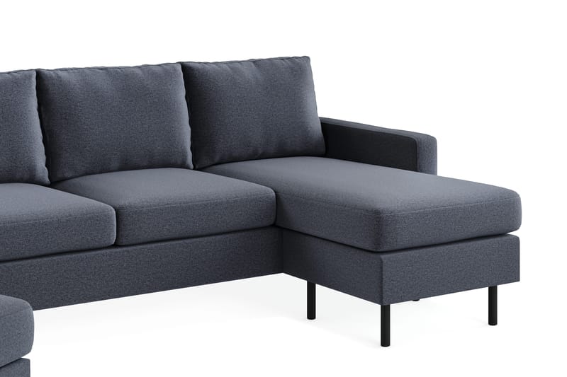 Peppe Sofaarrangement 3-personers Vendbar L-formet Divansofa + Lænestol + Fodskammel i Stof - Mørkegrå - Møbler - Sofaer - Sofagrupper