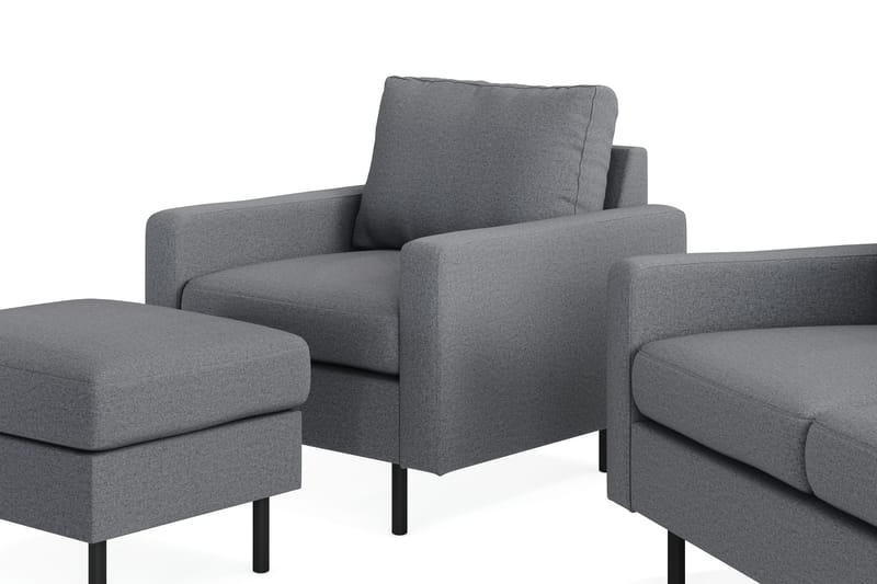 Peppe Sofaarrangement 3-personers Sofa + Lænestol + Fodskammel i Stof - Lysegrå - Møbler - Sofaer - Sofagrupper