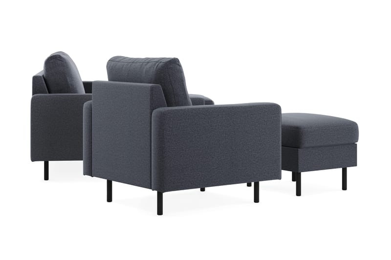 Peppe Sofaarrangement 3-personers Vendbar L-formet Divansofa + Lænestol + Fodskammel i Stof - Mørkegrå - Møbler - Sofaer - Sofagrupper