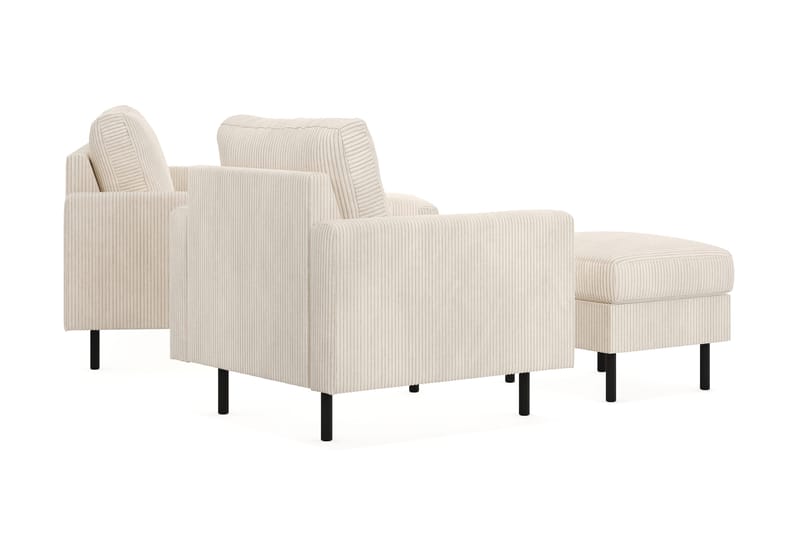 Peppe Sofagruppe 3-personers Sofa + Lænestol + Fodskammel i Manchester - Beige - Møbler - Sofaer - Sofagrupper