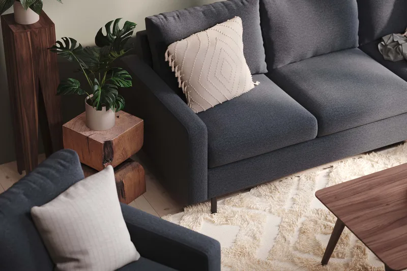 Peppe Sofagruppe 3-personers Sofa + Lænestol + Fodskammel i Stof - Mørkegrå - Møbler - Sofaer - Sofagrupper