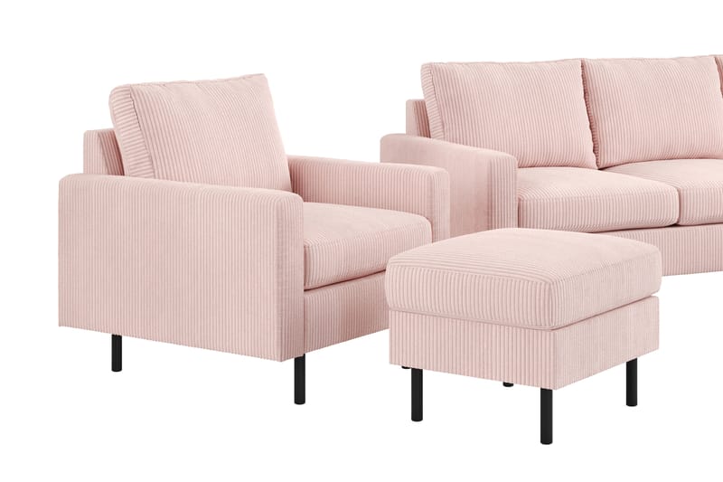 Peppe Sofagruppe 3-personers Sofa + Lænestol + Fodskammel i Manchester - Rosa - Møbler - Sofaer - Sofagrupper