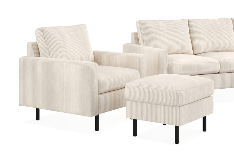 Peppe Sofagruppe 3-personers Sofa + Lænestol + Fodskammel i Manchester - Beige - Møbler - Sofaer - Sofagrupper