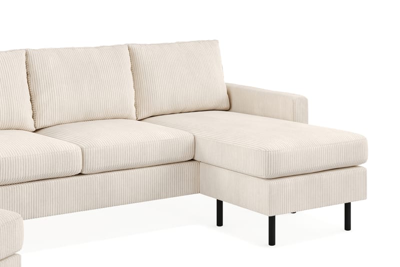 Peppe Sofagruppe 3-personers Vendbar L-formet Chaiselongsofa + Lænestol + Fodskammel i Manchester - Beige - Møbler - Sofaer - Sofagrupper