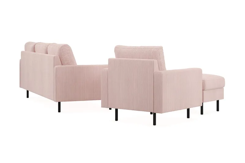 Peppe Sofagruppe 3-personers Sofa + Lænestol + Fodskammel i Manchester - Rosa - Møbler - Sofaer - Sofagrupper