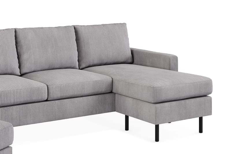 Peppe Sofagruppe 3-personers Vendbar L-formet Chaiselongsofa + Lænestol + Fodskammel i Manchester - Mørkegrå - Møbler - Sofaer - Sofagrupper