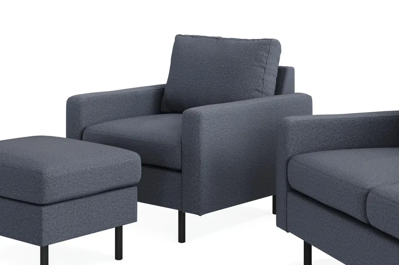Peppe Sofagruppe 3-personers Sofa + Lænestol + Fodskammel i Stof - Mørkegrå - Møbler - Sofaer - Sofagrupper