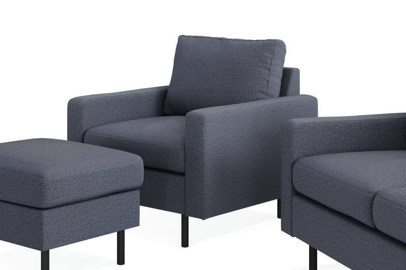 Peppe Sofagruppe 3-personers Sofa + Lænestol + Fodskammel i Stof - Mørkegrå - Møbler - Sofaer - Sofagrupper