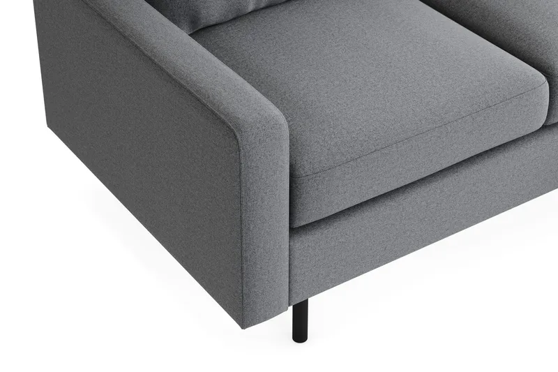 Peppe Sofagruppe 3-personers Vendbar L-formet Chaiselongsofa + Lænestol + Fodskammel i Stof - Lysegrå - Møbler - Sofaer - Sofagrupper