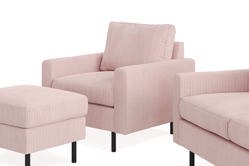 Peppe Sofagruppe 3-personers Sofa + Lænestol + Fodskammel i Manchester - Rosa - Møbler - Sofaer - Sofagrupper