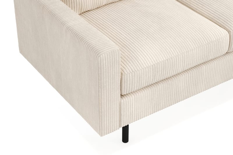 Peppe Sofagruppe 3-personers Vendbar L-formet Chaiselongsofa + Lænestol + Fodskammel i Manchester - Beige - Møbler - Sofaer - Sofagrupper