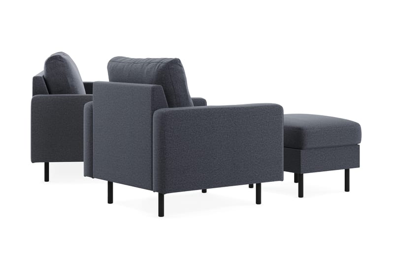 Peppe Sofagruppe 3-personers Sofa + Lænestol + Fodskammel i Stof - Mørkegrå - Møbler - Sofaer - Sofagrupper