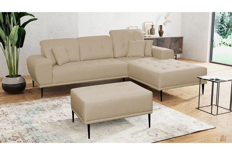 Rapale Sofagruppe Højre med Fodskammel - Beige - Møbler - Sofaer - Sofagrupper