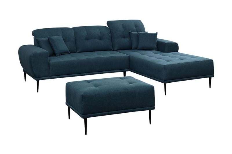Rapale Sofagruppe Højre med Fodskammel - Blå - Møbler - Sofaer - Sofagrupper
