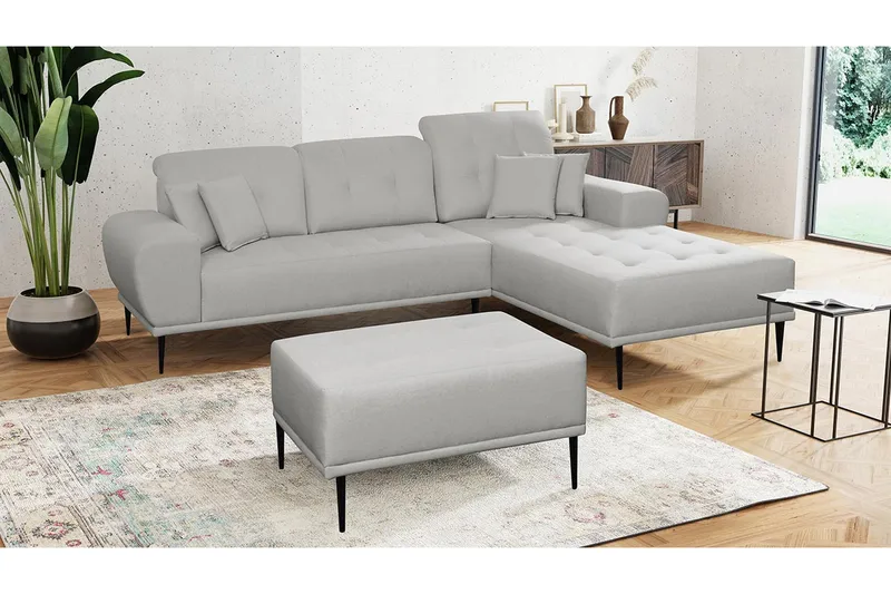 Rapale Sofagruppe Højre med Fodskammel - Grå - Møbler - Sofaer - Sofagrupper