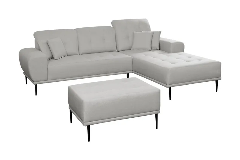 Rapale Sofagruppe Højre med Fodskammel, Grå