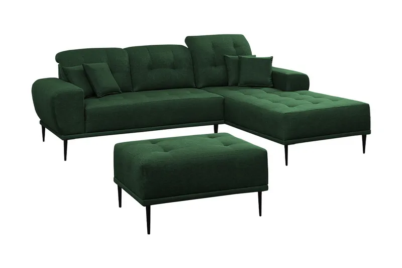 Rapale Sofagruppe Højre med Fodskammel, Grøn