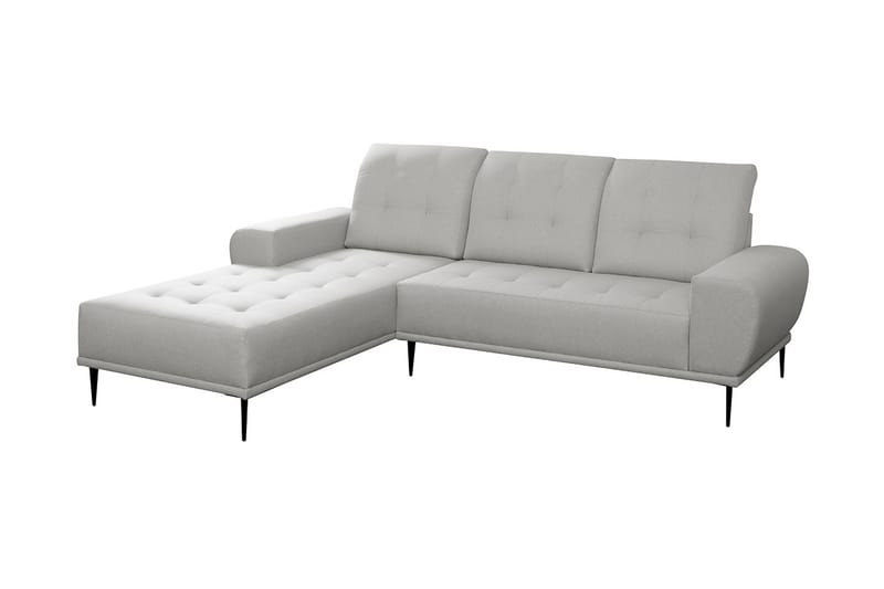 Rapale Sofagruppe Højre med Fodskammel - Velour/Lysegrå/Sort - Møbler - Sofaer - Sofagrupper