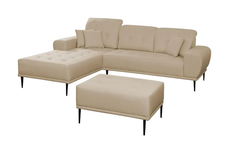 Rapale Sofagruppe Venstre med Fodskammel, Beige