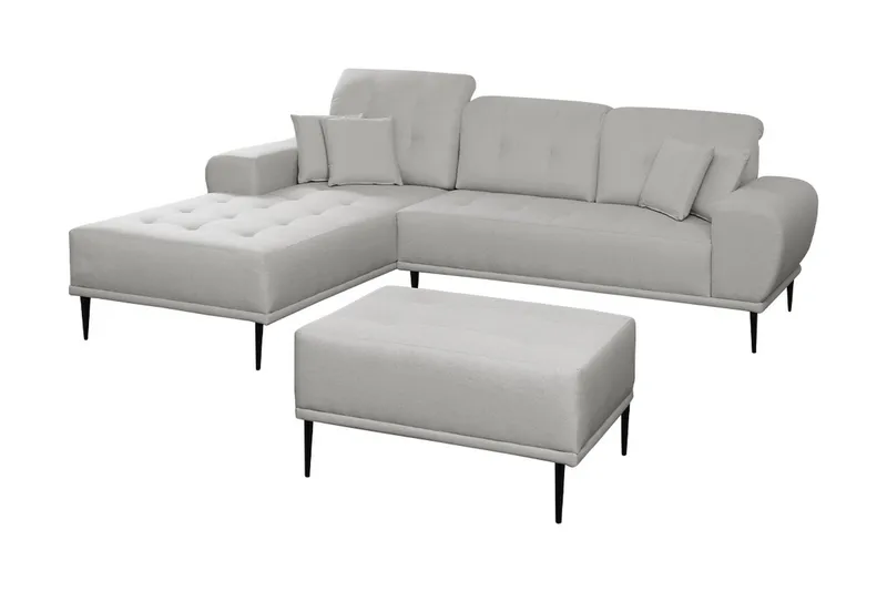 Rapale Sofagruppe Venstre med Fodskammel, Grå