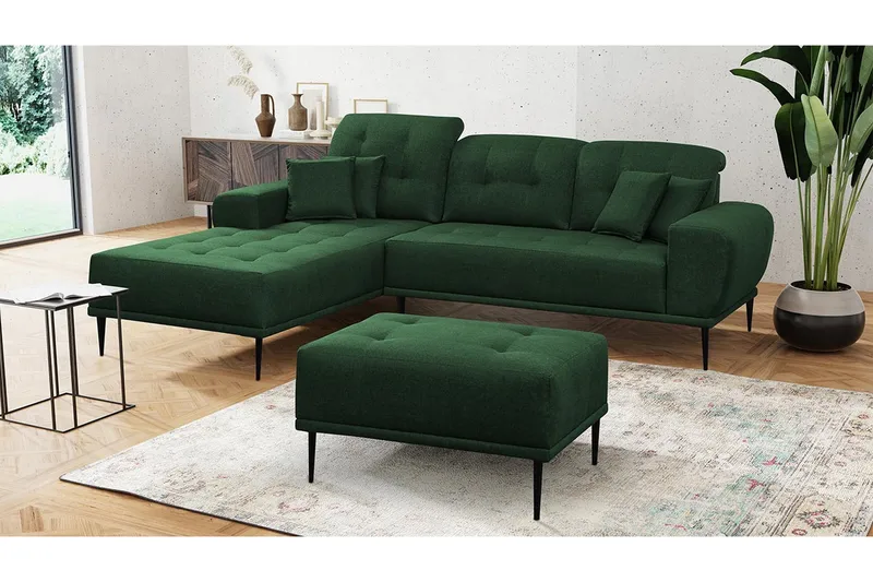 Rapale Sofagruppe Venstre med Fodskammel - Grøn - Møbler - Sofaer - Sofagrupper