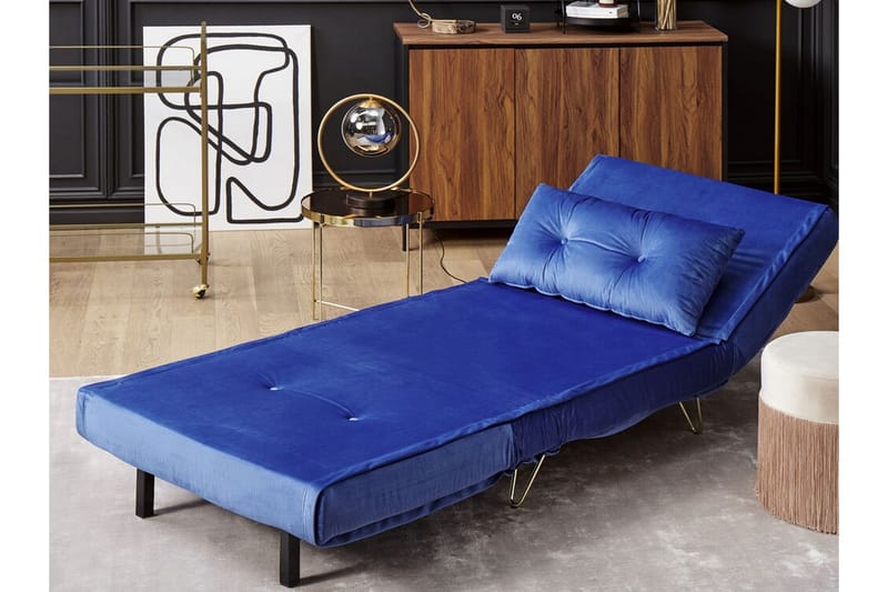 Sofagruppe 2-Pers. + 1-Pers. velour marinblå VESTFOLD - Blå - Møbler - Sofaer - Sofagrupper