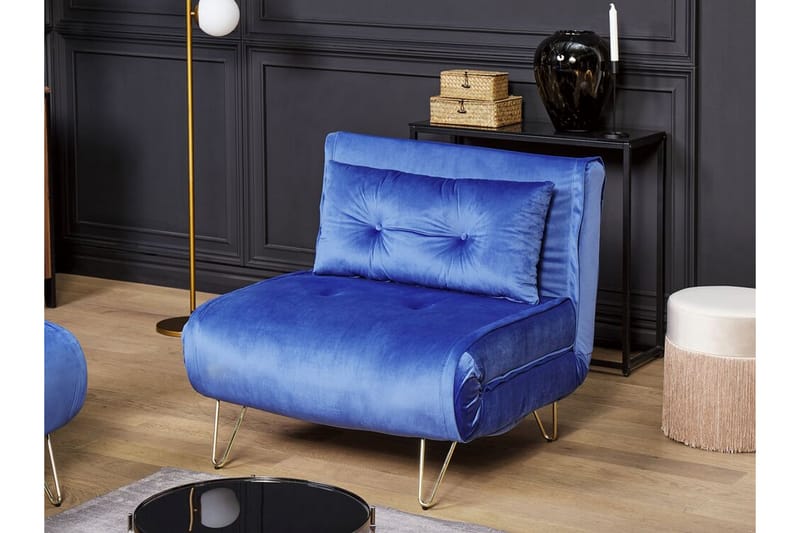 Sofagruppe 2-Pers. + 1-Pers. velour marinblå VESTFOLD - Blå - Møbler - Sofaer - Sofagrupper