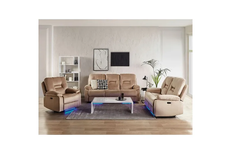 Sofagruppe med USB Rovik Beige - Beige - Møbler - Sofaer - Recliner sofaer