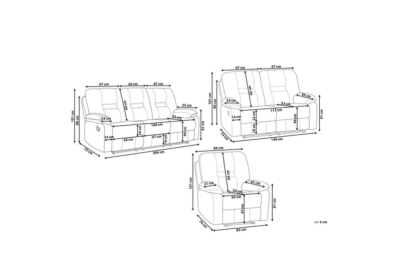 Sofagruppe med USB Rovik Beige - Beige - Møbler - Sofaer - Recliner sofaer