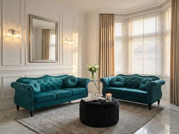 Sofagruppe Skien - Blågrøn - Møbler - Sofaer - Sofagrupper - Chesterfield sofagruppe