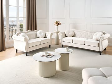 Sofagruppe Skien - Lys beige - Møbler - Sofaer - Sofagrupper - Chesterfield sofagruppe