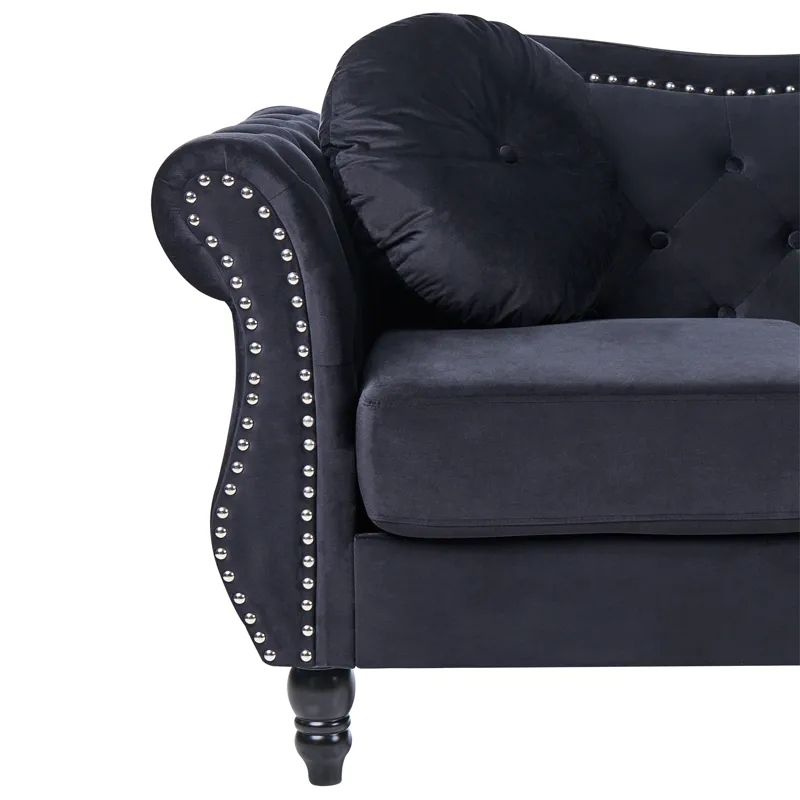 Sofagruppe Skien - Sort - Møbler - Sofaer - Sofagrupper - Chesterfield sofagruppe