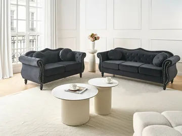 Sofagruppe Skien - Sort - Møbler - Sofaer - Sofagrupper - Chesterfield sofagruppe