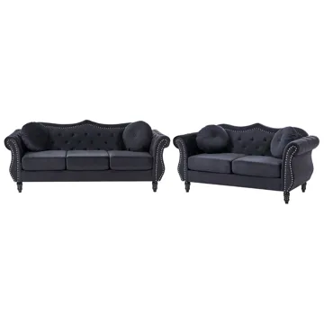 Sofagruppe Skien - Sort - Møbler - Sofaer - Sofagrupper - Chesterfield sofagruppe