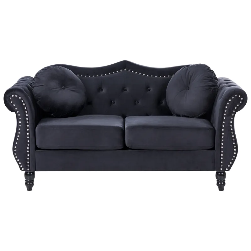 Sofagruppe Skien - Sort - Møbler - Sofaer - Sofagrupper - Chesterfield sofagruppe