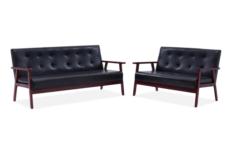 sofasæt 2 dele kunstlæder sort - Møbler - Sofaer - Sofagrupper