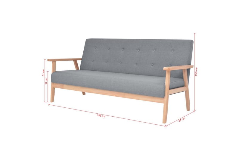 Sofasæt 2 Dele Stof Lysegrå - Grå - Møbler - Sofaer - Sofagrupper