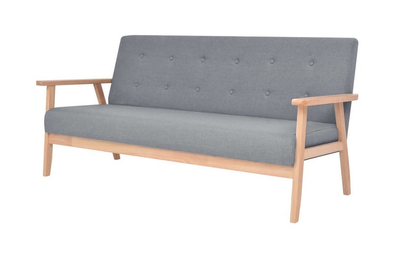 Sofasæt 2 Dele Stof Lysegrå - Grå - Møbler - Sofaer - Sofagrupper