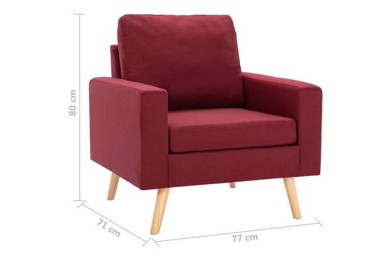 Sofasæt 2 Dele Stof Vinrød - Rød - Møbler - Sofaer - Sofagrupper
