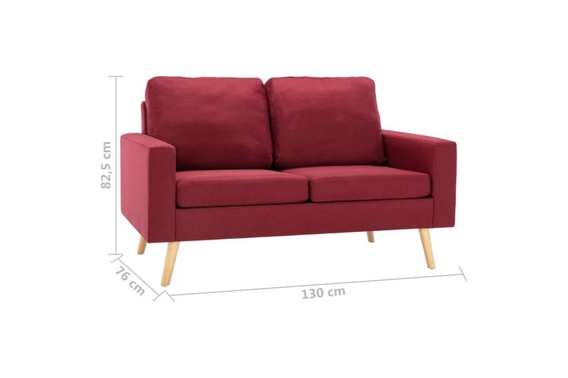 Sofasæt 2 Dele Stof Vinrød - Rød - Møbler - Sofaer - Sofagrupper