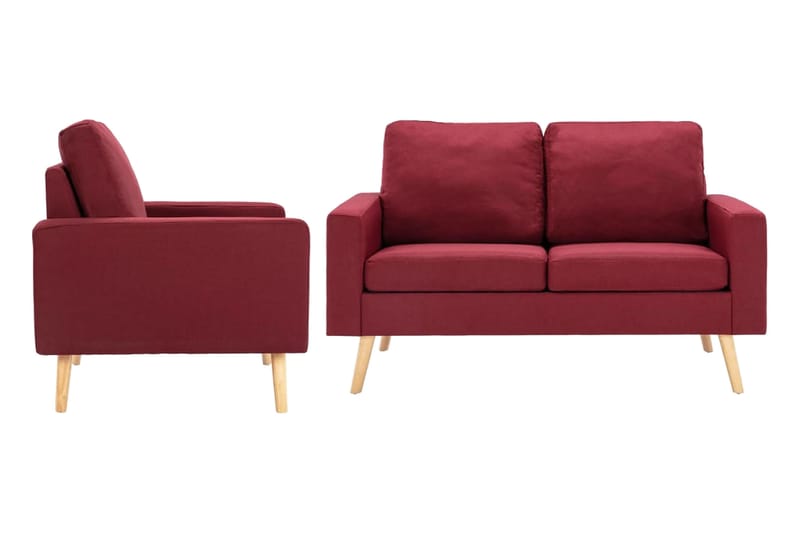 Sofasæt 2 Dele Stof Vinrød - Rød - Møbler - Sofaer - Sofagrupper