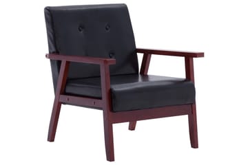 Sofasæt 3 Dele Kunstlæder Sort - Sort - Møbler - Sofaer - Sofagrupper