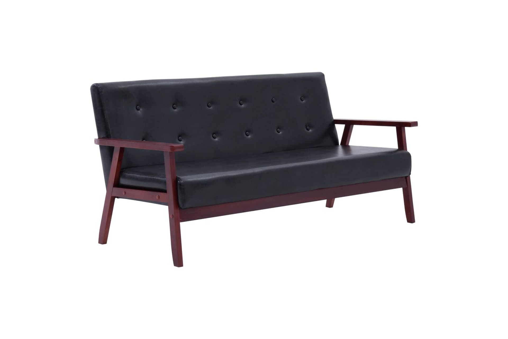Sofasæt 3 Dele Kunstlæder Sort - Sort - Møbler - Sofaer - Sofagrupper