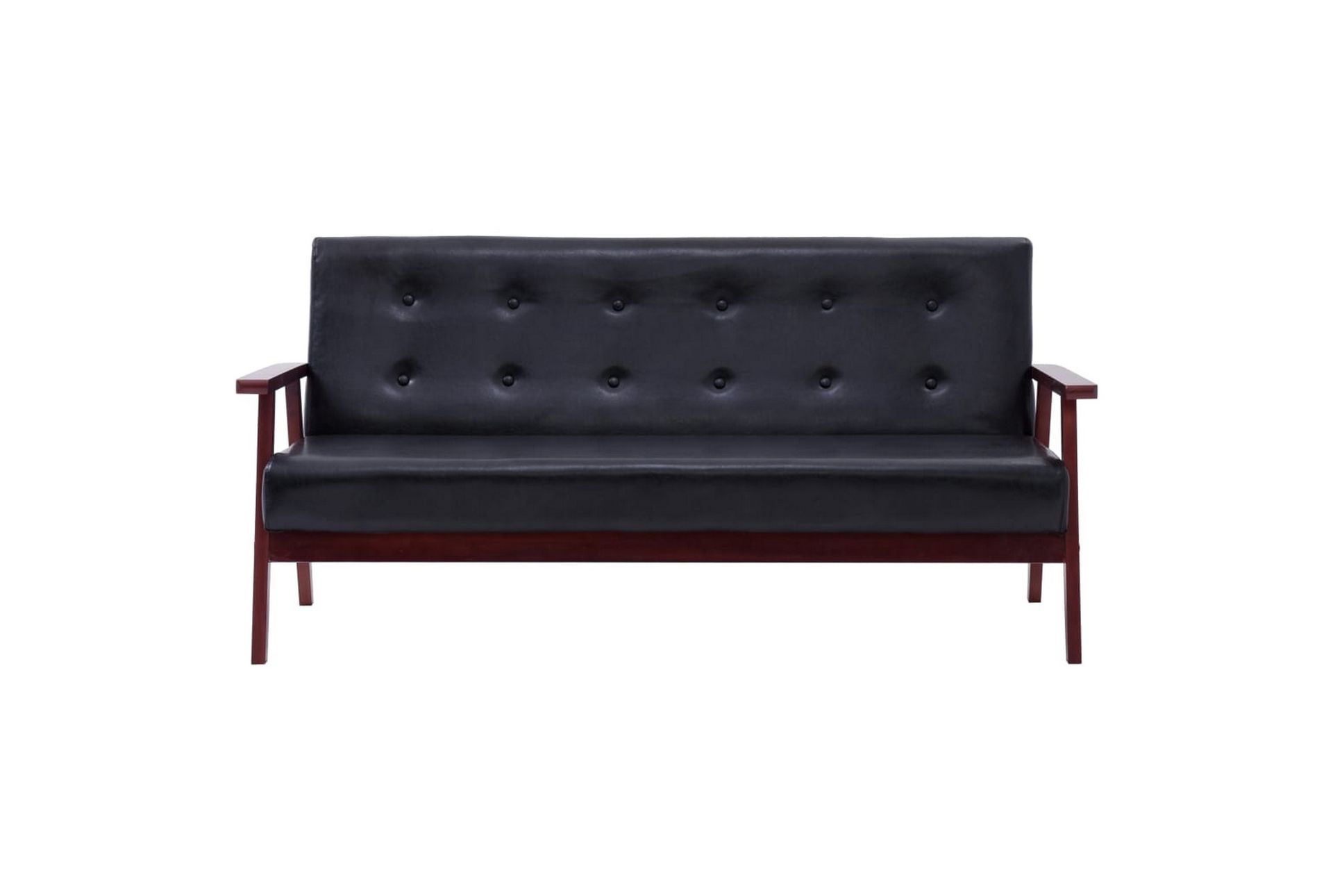 Sofasæt 3 Dele Kunstlæder Sort - Sort - Møbler - Sofaer - Sofagrupper