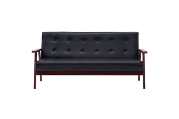 Sofasæt 3 Dele Kunstlæder Sort - Sort - Møbler - Sofaer - Sofagrupper
